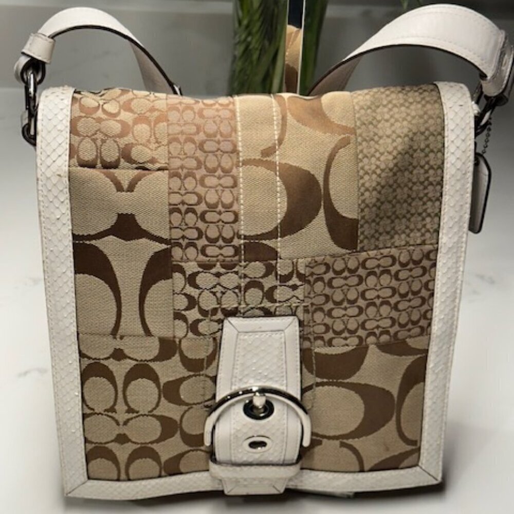 Coach Signature Jacquard Patchwork with Leather & Snake Trim - Picture 4 of 15